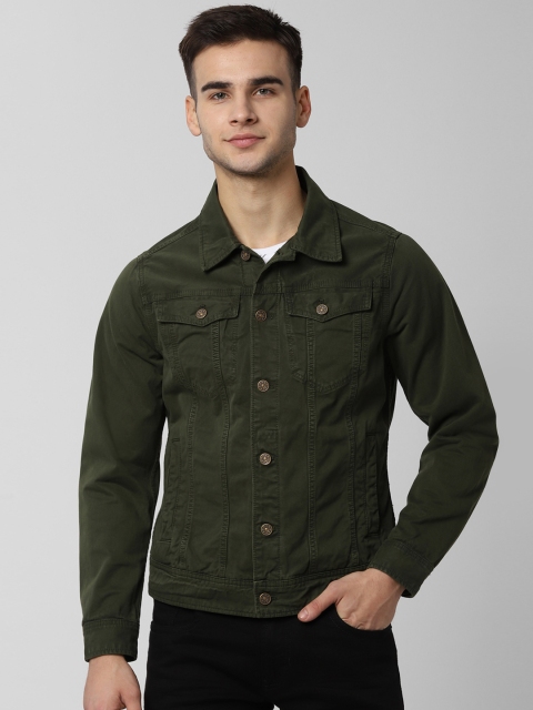 

Peter England Casuals Men Olive Green Solid Denim Jacket