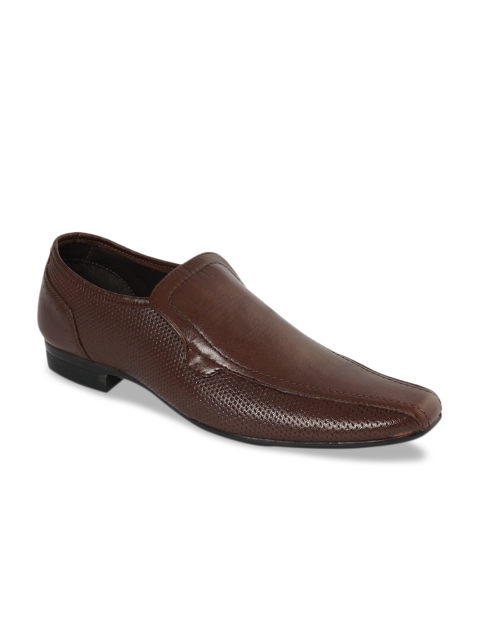 

Franco Leone Men Brown Solid Leather Formal Slip-Ons