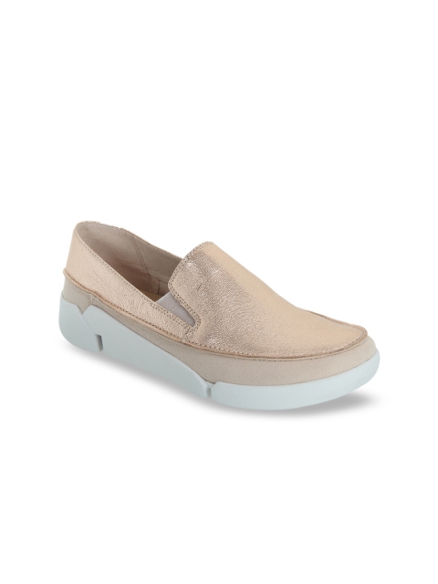 

Clarks Women Gold-Toned Leather Slip-On Sneakers