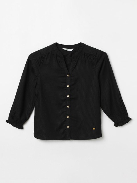 

Bossini Girls Black Self Design Shirt Style Top