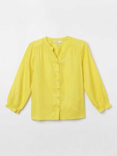 

Bossini Girls Yellow Self Design Shirt Style Top