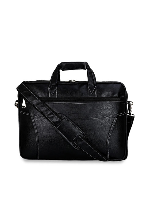 

Leather World Unisex Black Solid Laptop Bag