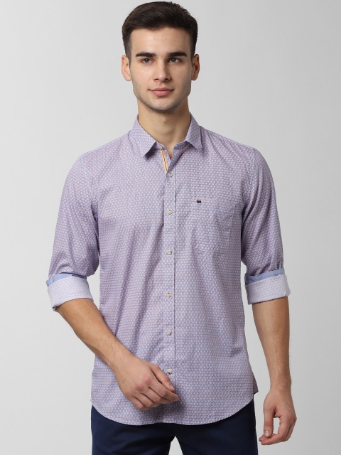 

Peter England Casuals Men Blue And Peach Slim Fit Printed Casual Shirt