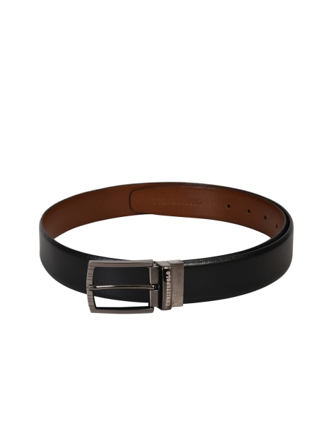 

CHRISTOPOLO Men Black & Brown Solid Genuine Leather Reversible Belt