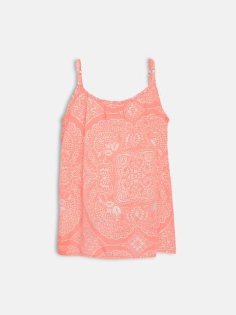 

Oxolloxo Girls Orange Ethnic Print A-Line Top