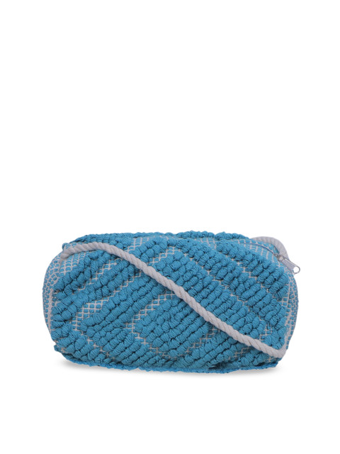 

Diwaah Blue & Off-White Self Design Handmade Sling Bag