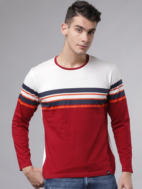

Ecko Unltd Men Red & White Colourblocked Round Neck T-shirt