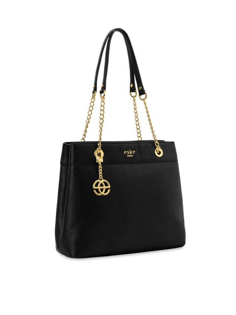 

Eske Black Solid Leather Shoulder Bag