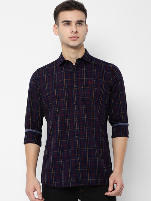 

Allen Solly Sport Men Navy Blue Yellow Regular Fit Checked Casual Shirt