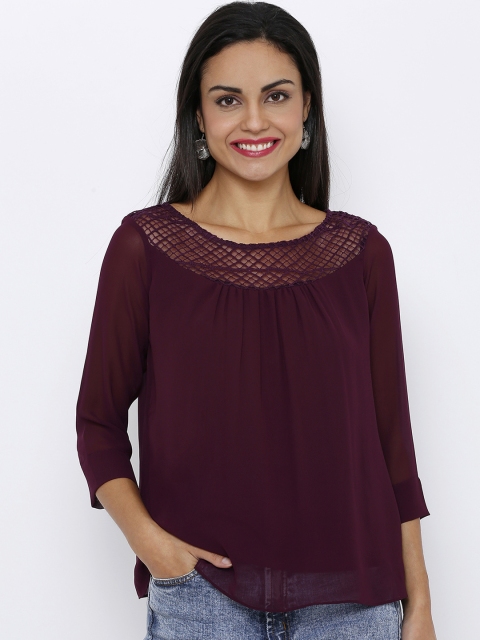 

Soie Women Purple Solid A-Line Top