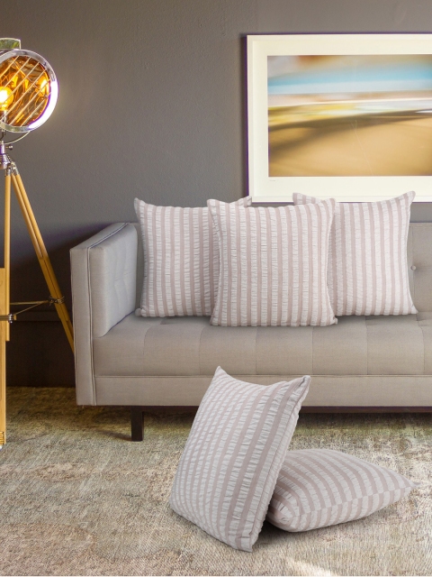 

KLOTTHE Set of 5 Dusty Pink Striped Square Cushion Covers