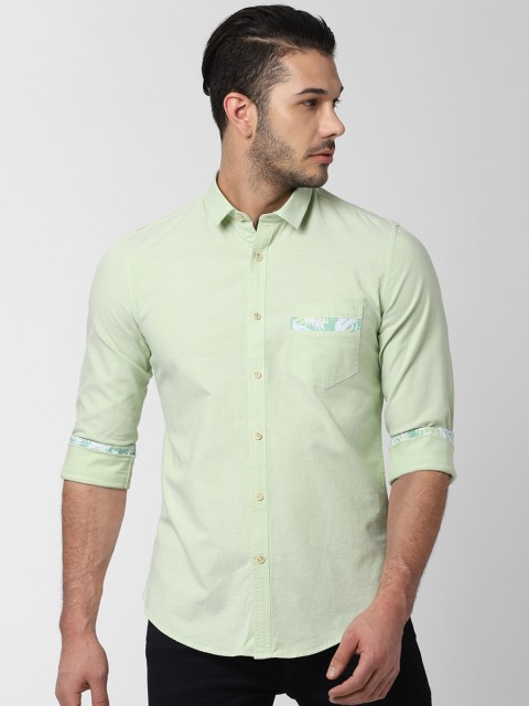 

Peter England Casuals Men Green Slim Fit Solid Casual Shirt