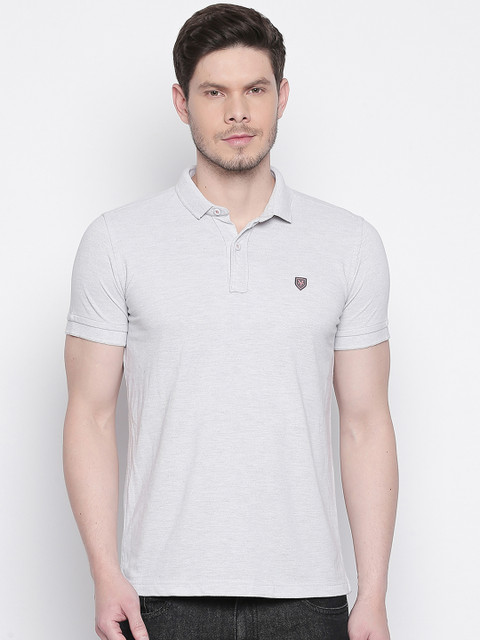 

Mufti Men Grey Solid Slim Fit Polo Collar T-shirt