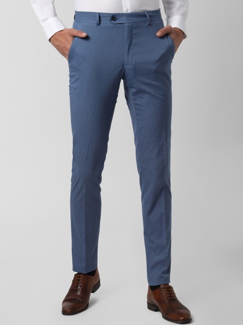 

Peter England Men Blue Slim Fit Checked Formal Trousers