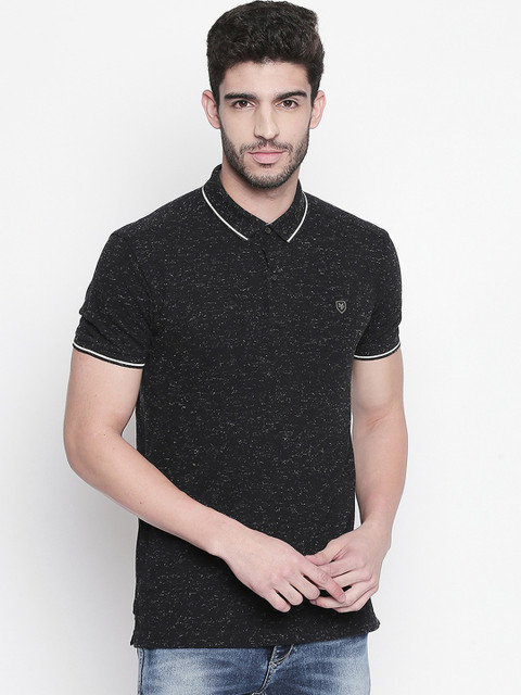 

Mufti Men Black Solid Polo Collar Slim-Fit T-shirt