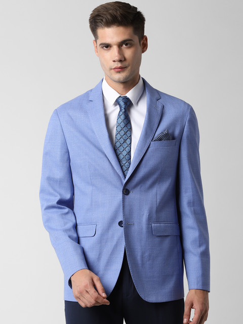 

Peter England Men Blue Solid Slim-Fit Single-Breasted Casual Blazer
