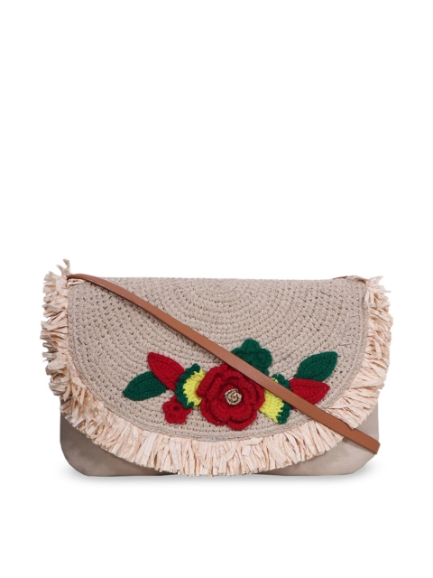 

Diwaah Beige Self Design Sling Bag