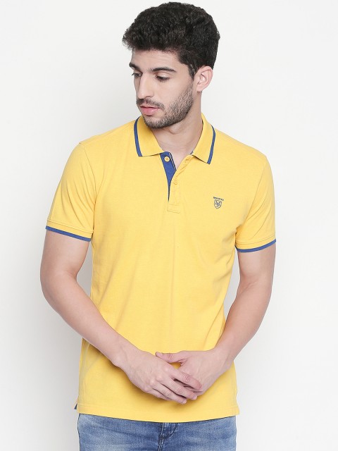 

Mufti Men Yellow Striped Polo Collar Slim Fit T-shirt
