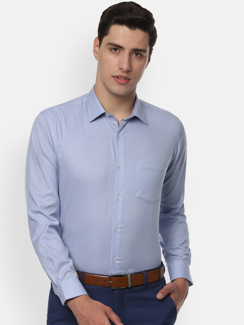 

Van Heusen Men Blue Regular Fit Self Design Formal Shirt