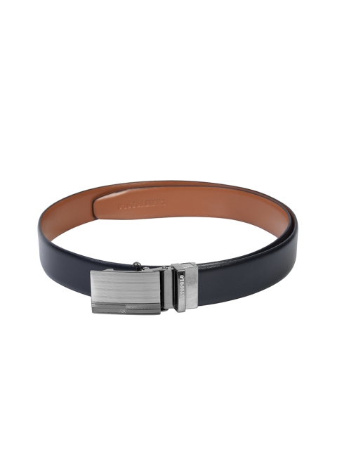 

CHRISTOPOLO Men Black & Brown Textured Leather Reversible Belt