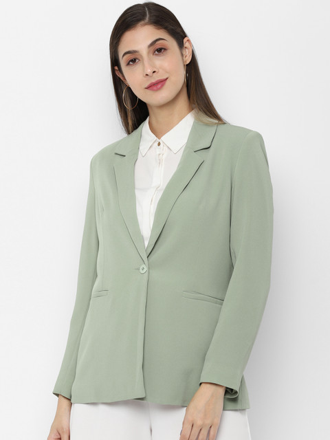 

Allen Solly Woman Green Solid Single-Breasted Casual Blazer