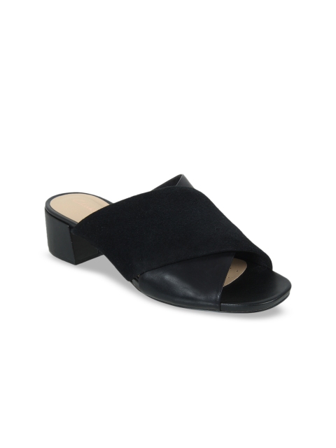 

Clarks Women Black Solid Suede Mules