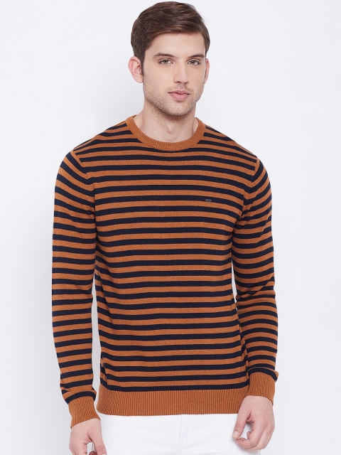 

BLACK BUCK Men Brown & Navy Blue Striped Pullover