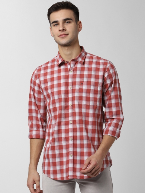

Peter England Casuals Men Red & White Slim Fit Checked Casual Shirt