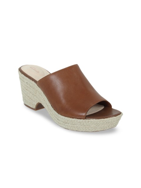 

Clarks Women Brown Solid Leather Mules