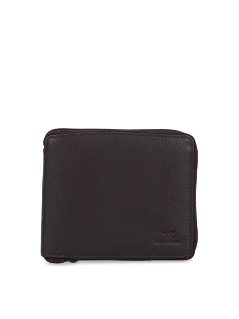 

Aditi Wasan Men Coffee Brown Solid Leather Zip Around Wallet