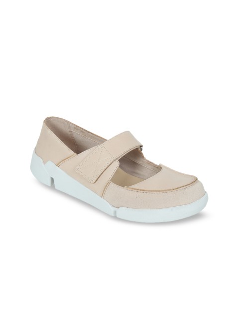 

Clarks Women Beige Slip-On Leather Sneakers