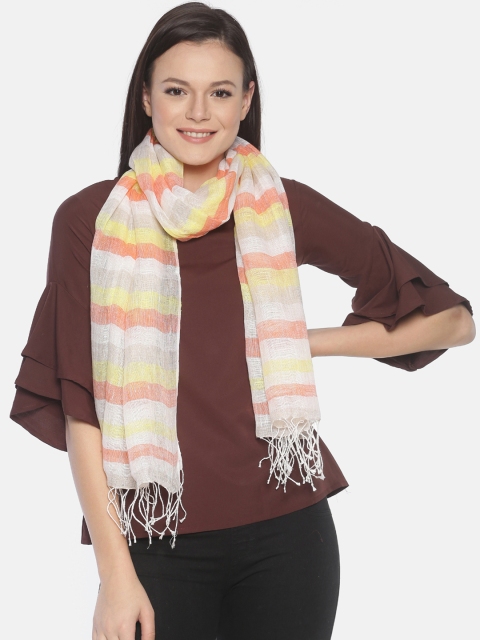 

Linen Club Women Multicoloured Linen Striped Stole, Multi