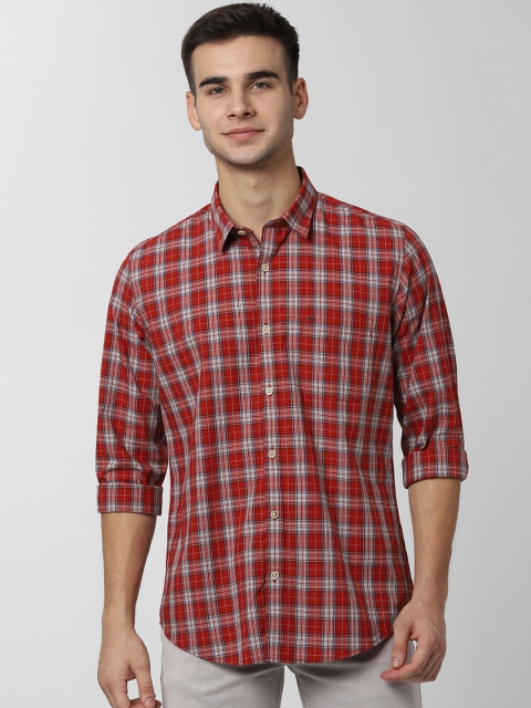 

Peter England Casuals Men Red & White Slim Fit Checked Casual Shirt