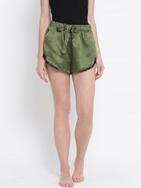 

Oxolloxo Women Olive Green Solid Lounge Shorts