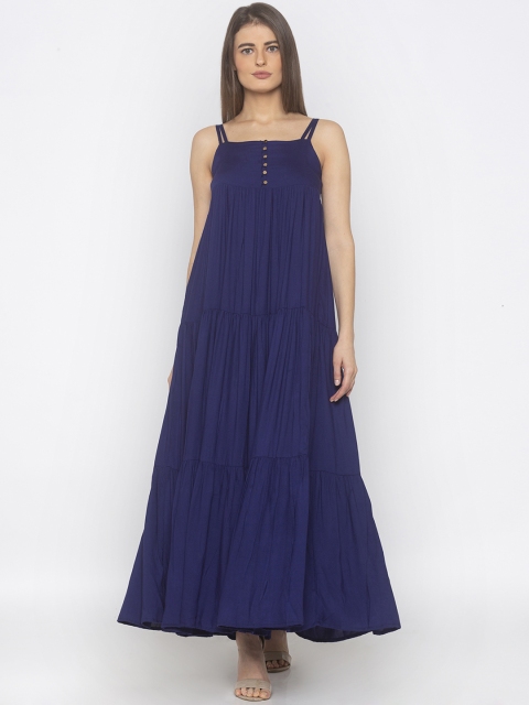 

Iti Women Navy Blue Solid Maxi Dress
