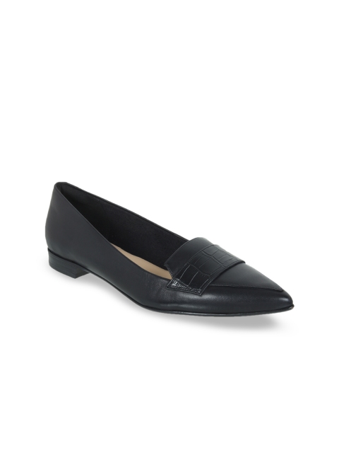 

Clarks Women Black Solid Leather Formal Loafers