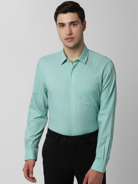 

Peter England Men Green Regular Fit Self Design Formal Shirt