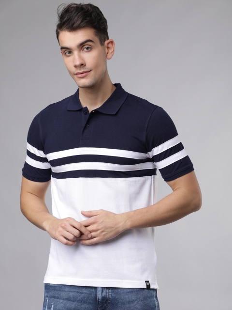 

Ecko Unltd Men Navy Blue Colourblocked Polo Collar T-shirt