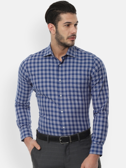 

Van Heusen Men Blue & White Slim Fit Checked Formal Shirt
