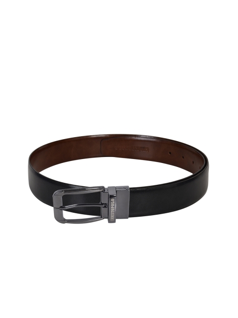 

CHRISTOPOLO Men Black & Brown Textured Reversible Genuine Leather Belt