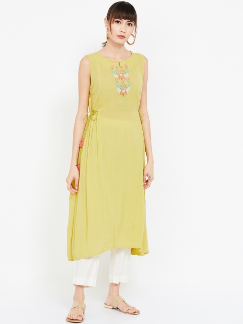 

Colour Me by Melange Women Mustard Yellow Yoke Design A-Line Kurta