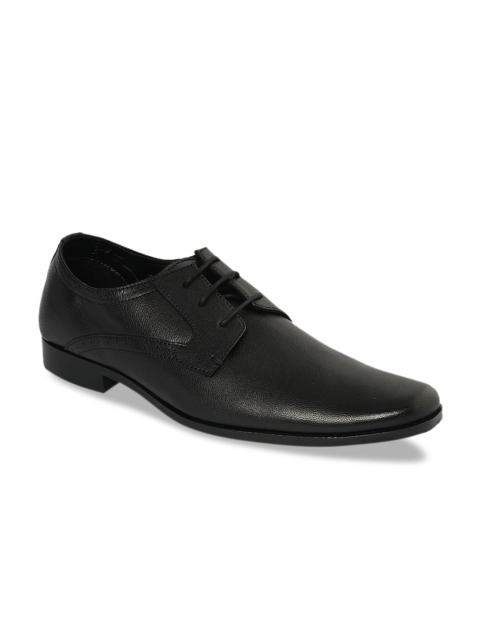 

Franco Leone Men Black Solid Leather Formal Derbys