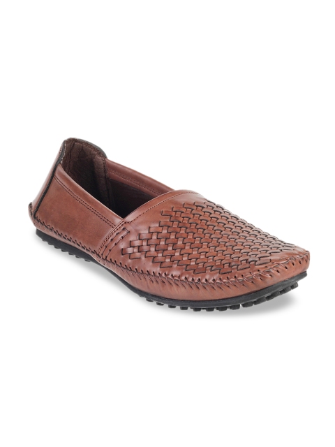 

WALKWAY Men Brown Woven Design Loafers