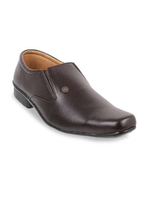 

WALKWAY by Metro Men Brown Textured Formal Slip-Ons