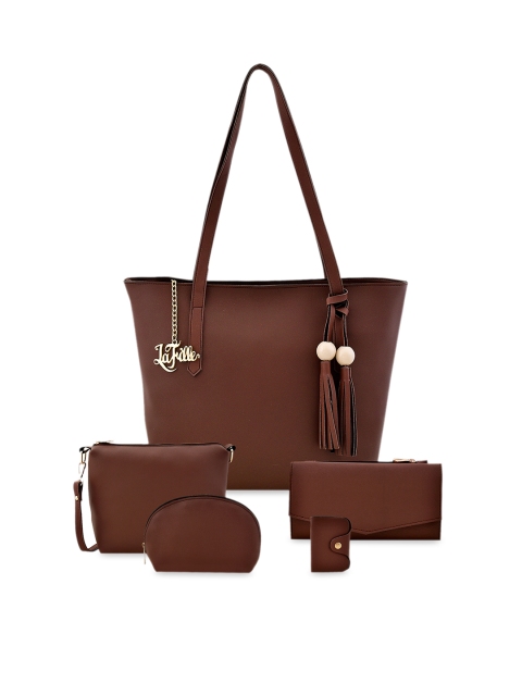 

LaFille Set of 5 Brown Solid Shoulder Handbag