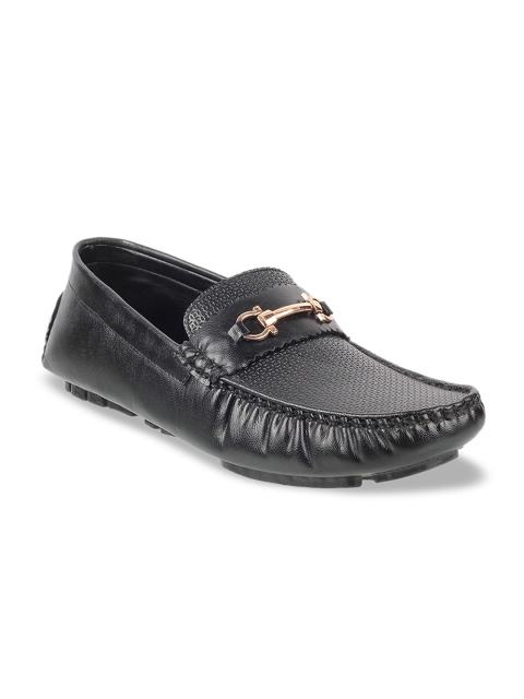

WALKWAY Men Black Perforated Loafers