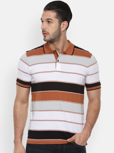 

Van Heusen Men White Striped Polo Collar T-shirt