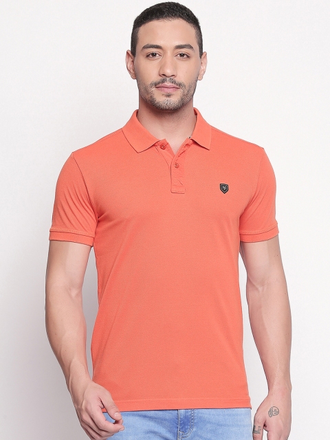 

Mufti Men Peach-Coloured Solid Polo Collar Slim Fit T-shirt