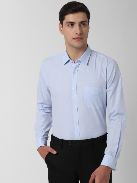 

Peter England Men Blue & White Slim Fit Printed Formal Shirt