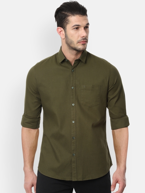 

Van Heusen Sport Men Olive Green Slim Fit Solid Casual Shirt
